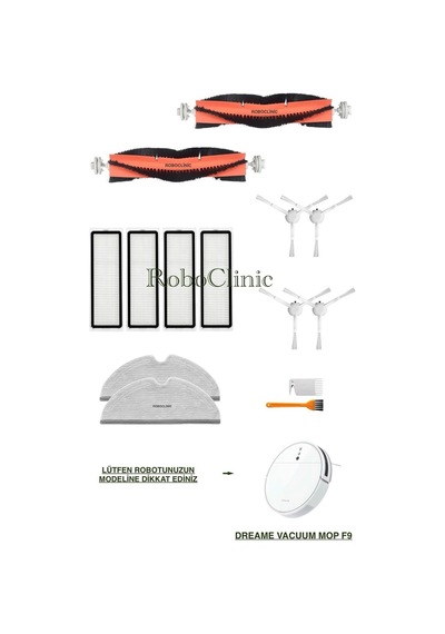 Dreame Vacuum Mop F9 Robot Süpürge Uyumlu Yedek Fırça,hepa Filtre,mop Seti-14 Parça