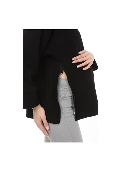 Luvmabelly Myra4280 Fermuarlı Hamile Sweatshirt -Siyah
