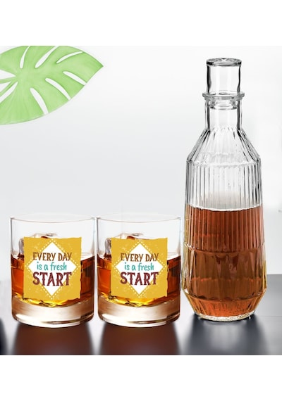 Bk Gift Dtf Motto Tasarımlı İkili Viski Kadehi Ve Karaf Seti-6, Arkadaşa Hediye, Sevgiliye Hediye Kobitmeyencom30439 Bk Gift
