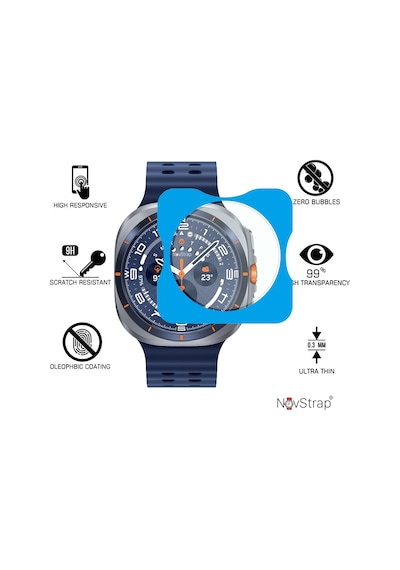 Novstrap Samsung Galaxy Watch Ultra 2025 47mm İle Uyumlu Ekran Koruyucu 9h Temperli Cam Kolay Uygulama Aparatlı
