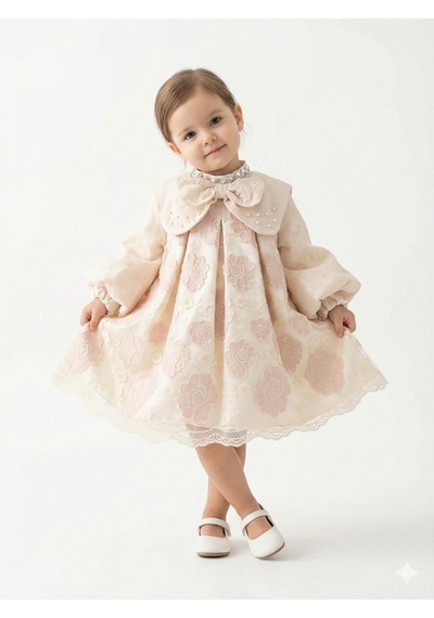 Xo Kids Kız Çocuk Elbise 2-6 Yaş 2613 Bej - Pembe