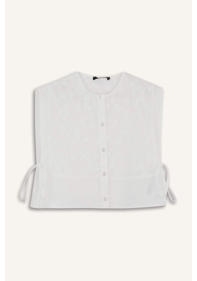 DeFacto Bisiklet Yaka Bağcıklı Brode Blazer Yelek E7969AX25SMWT34 Beyaz