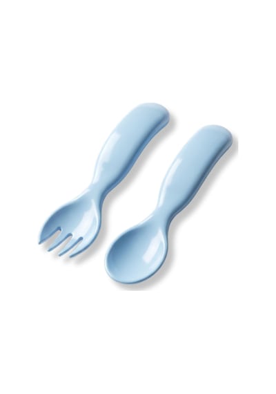 Mamajoo Ergonomik Beslenme Kaşık & Çatal Seti Mavi, 6 Ay+ İkili
