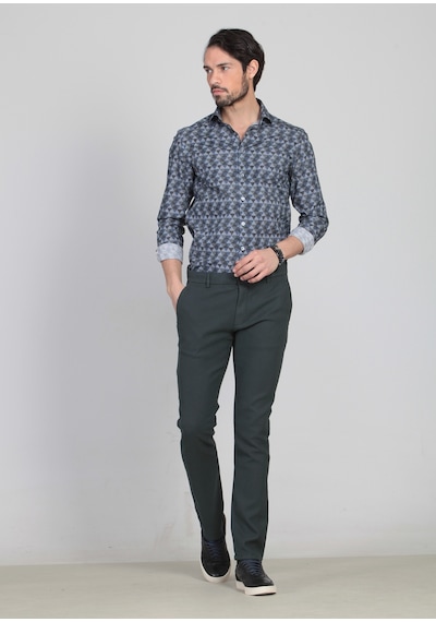 Ramsey Petrol Düz Dokuma Regular Fit Casual Pamuk Karışımlı Pantolon