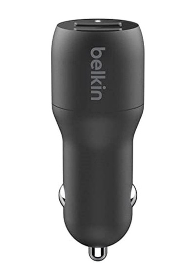 Belkin Boost Charge Çift Bağlantı Noktalı 24 W Araç Şarjı, İphone Ve Android Telefon Uyumlu, Siyah, Ccb001btbk