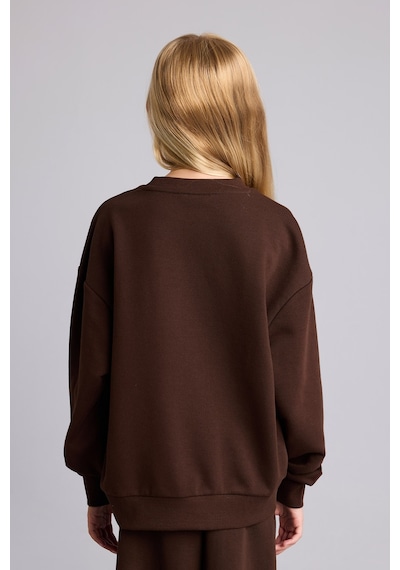 Defacto Relax Fit Bisiklet Yaka Ayıcık Baskılı Sweatshirt Kız Çocuk I4157a826aubn267 Kahve-bn267