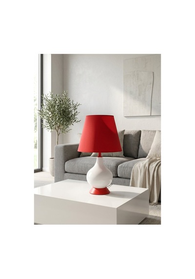 Işık Geçiren Porselen Abajur 46 Cm - Krem, İpek Şapkalı Pa020101s