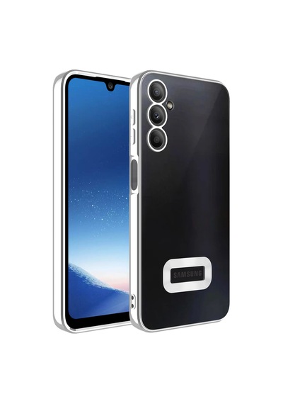 Galaxy A24 Kılıf Kamera Korumalı Logo Gösteren Zore Omega Kapak Gümüş