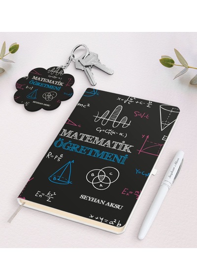 Kişiye Özel Matematik Öğretmeni Beyaz Defter Kalem Ve Anahtarlık N11.4802