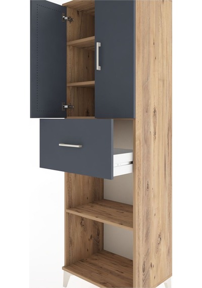 Hyperion Dolap 4 Raflı Tek Çekmeceli 2 Kapaklı 60x44x195 Çam-... Çam