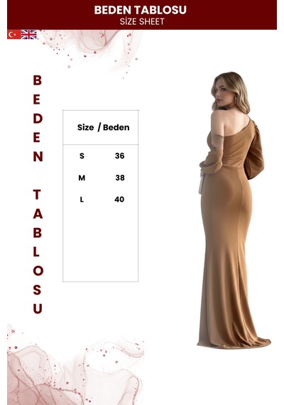 Zedefx Kadın Tek Omuz Açık Maxi Elbise Kahverengi