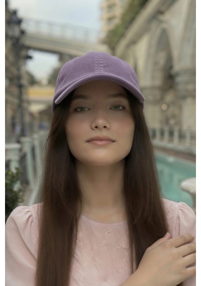 Mollycrush Kadın Mevsimlik Fitilli Kadife Mor Şapka Günlük Ayarlanabilir Beyzbol Kep Mor