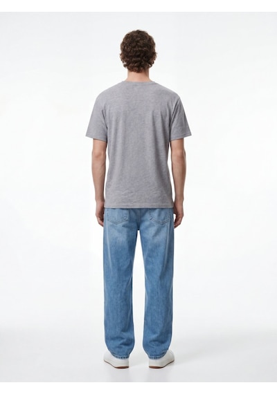 LTB Vintage Efektli Relaxed Fit Gri T-shırt