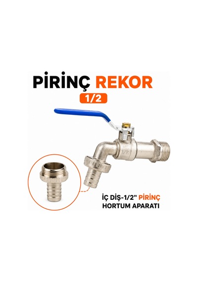 Pirinç Rekor 1/2 Set İç Dişli Dış Dişli Batarya Uyumlu Hortum Bağlantı Rekoru