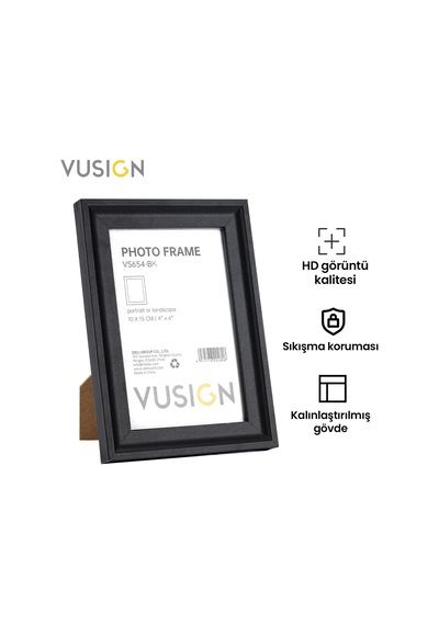 Vusıgn Mdf Fotoğraf Çerçevesi Siyah Kabartmalı Çerçeve Masaüstü Ve Duvar Askılı 2'li Set