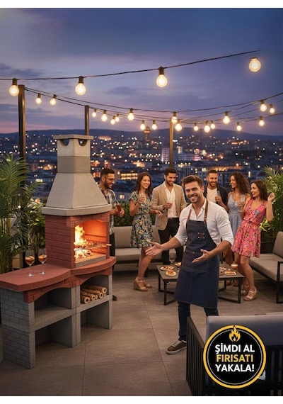 Mangal Barbekü 80 Lik Davlumbazlı Masalı Model Barbekü Gross Gri - Kırmızı