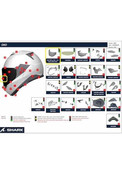 Shark Oxo Kask Camı Şeffaf/vz39015/vz39016