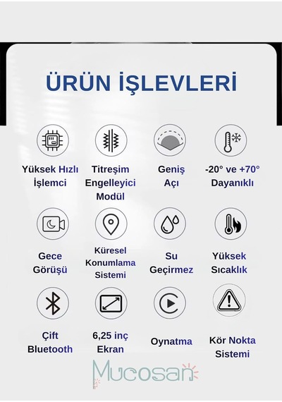 Kör Noktalı 6.25'' Kör Nokta Uyarılı Lastik Basınç Sensörlü 2k Full Hd Motosiklet Çift Kayıt