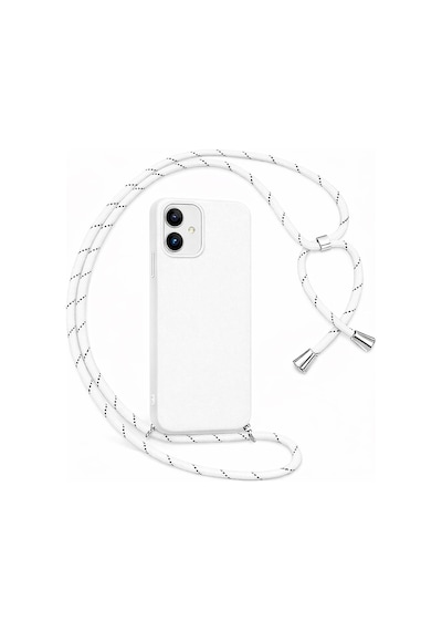 İphone 16 Plus İle Uyumlu Boyun Askılı Silikon Kılıf Viper İpli Telefon Kılıfı Beyaz