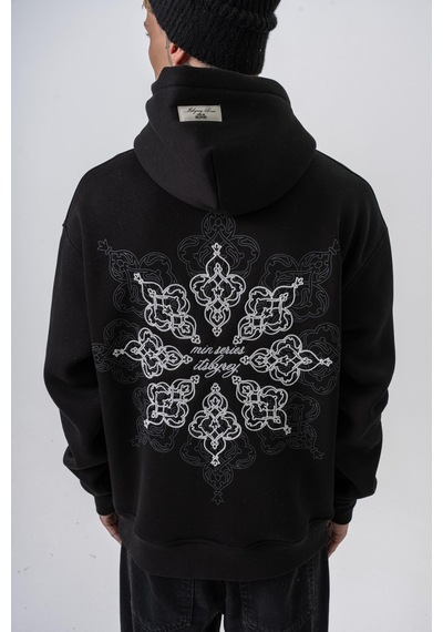 Respire Erkek Itsbyzey Nakışlı Kapüşonlu Oversize Hoodie Siyah