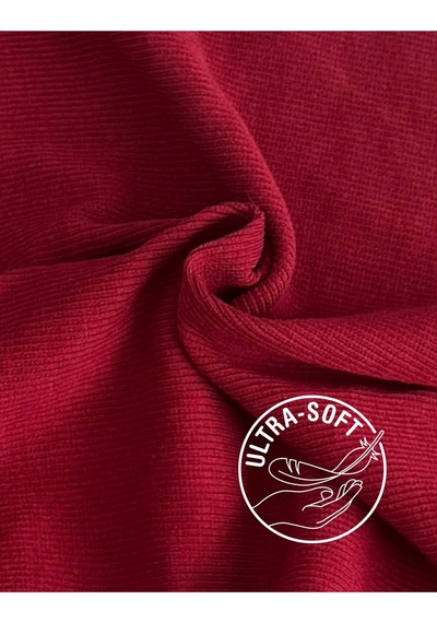 Alya Underwear Kaşkorse Tam Boğazlı Body Sweatshirt, Fitilli Kumaş, Likralı, Gül Kurusu Bordo