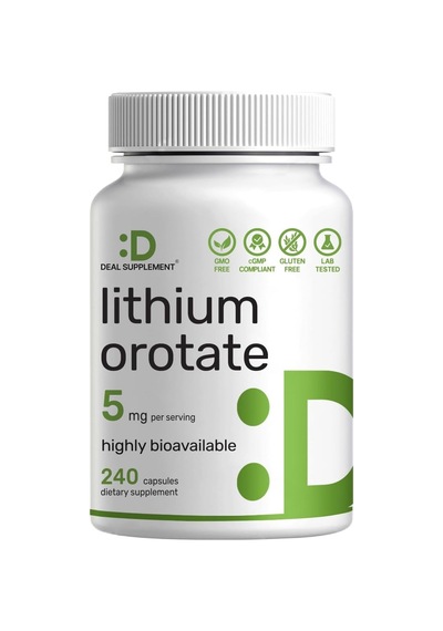 Deal Supplement Lithium Orotate Asily Absorbed Mineral 5mg, 240 Caps - Lityum Takviyesi