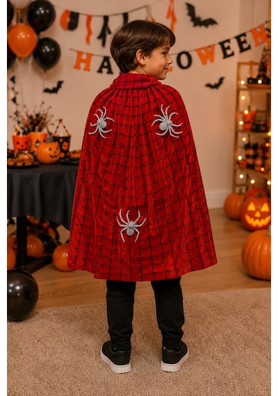Spider Örümcek Adam Pelerin 75 Cm Çocuk Halloween Kostüm Cadılar Bayramı Parti Örümcek Aksesuarı