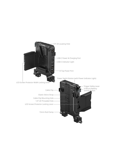 Smallrig 5226 V-mount Pil Montaj Plakası Kiti 15 Mm Lws Rob Borulu