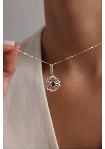 Lacivert Taşlı Stary Charm Kolye Ucu