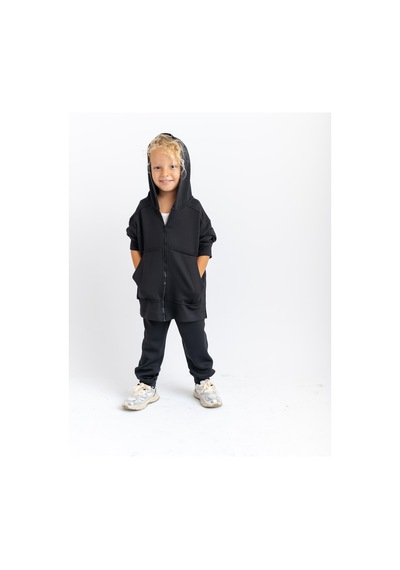 Oliven The Kid Oliventhekid Unisex Fermuarlı Kanguru Cepli Kapüşonlu Takım Siyah Siyah