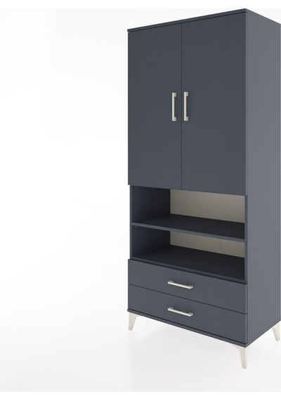 Hyperion Dolap 5 Raflı Tek Çekmeceli 2 Kapaklı 88x44x195 Antrasit-antrasit Antrasit
