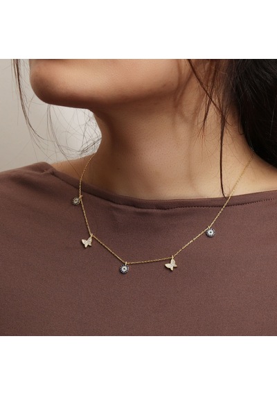 Kelebek Charm Kolye 718901 Gold Gümüş
