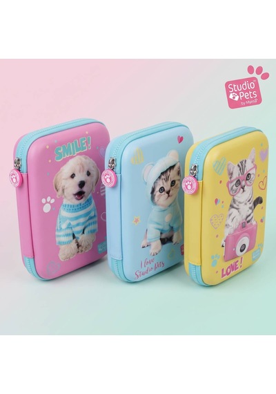 Bakgelal Studio Pets 3d Kabartmalı Kalem Kutusu Kedi Köpek Desenli Fermuarlı Bölmeli Okul Kalemliği Büyük - 9045016789168 124-Pembe