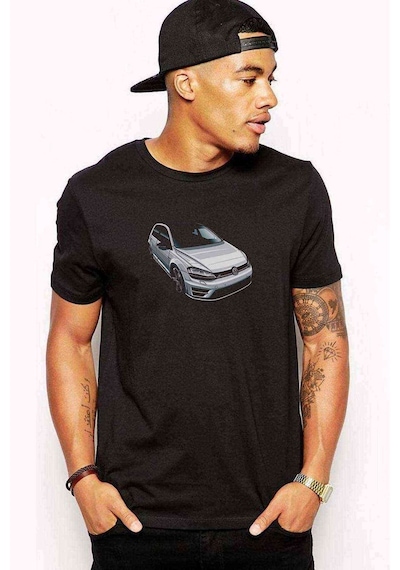 Vw Golf R Baskılı Siyah Erkek Tshirt
