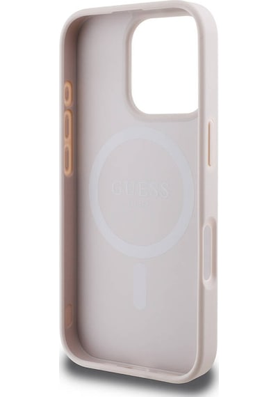 Apple iPhone 16 Pro Max Uyumlu  Kılıf Guess Lisanslı Magsafe Şarj 4g Desenli Yazı Logolu Peony Pembe