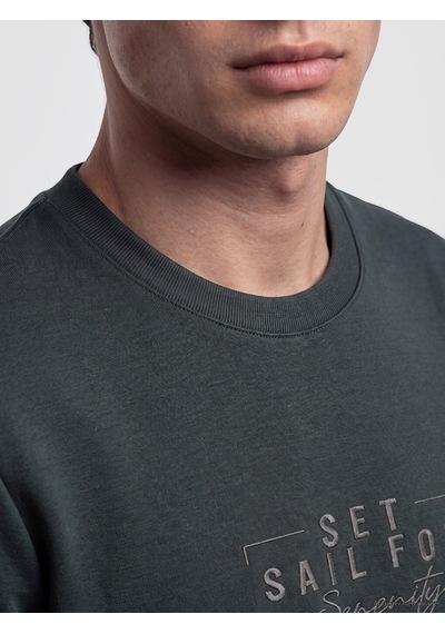 Lcwaıkıkı Classic Haki Bisiklet Yaka Baskılı Erkek Sweatshirt