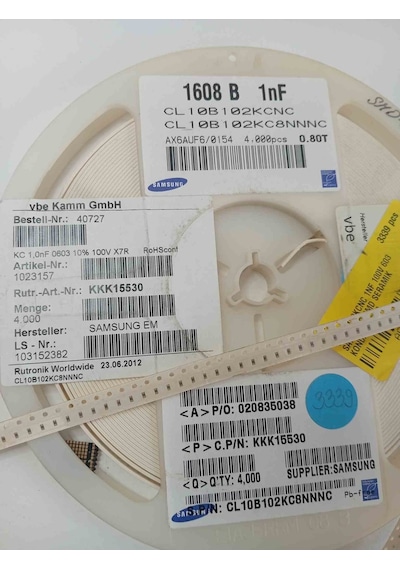 Cl10b102kcnc 1nf 100v 603 Samsung Uyumlu Uyumlu Smd Seramik Kondansatör 500 Adet