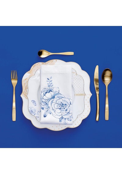 Mavi Beyaz Porselen Yemek Tabağı 28 Cm