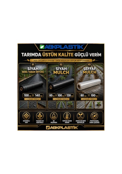 Abk-sıyah-mulch-100x1000m 100 Cm X 1000 M Siyah Mulch Abkplastik Uv Dayanımlı Tarım Örtüsü