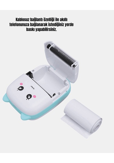 Mini Cep Yazıcısı Kablosuz Bluetooth 1200mah Bataryalı Çok Renkli