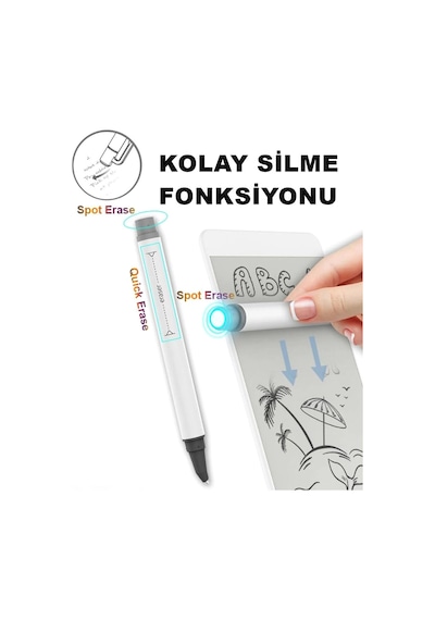 Manyetik Mini Sihirli Yazı Tahtası Silinebilir Lcd Yazı Tableti Mıknatıslı Kalemli 14 Cm Beyaz