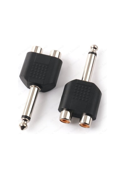 6.35mm 1/4 Erkek Mono - 2RCA Dişi Çevirici Adaptör