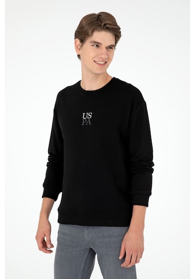 U.S. Polo Assn. Erkek Comfort Fit Bisiklet Yaka Siyah Basic Sweatshirt 50293420-VR046