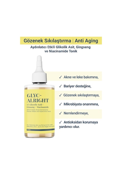 She Vec Glyc Alright Gözenek Sıkılaştırıcı ve Aydınlatıcı Etkili Tonik 200 ML