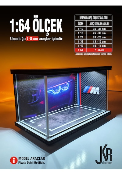 Fast And Furious V3 Diecast Led Işıklı Akrilik Korumalı Stand/diorama 1:64 Ölçek