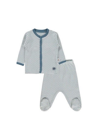 Civil Baby Çizgili 1-9 Ay Pijama Takımı - Ekru