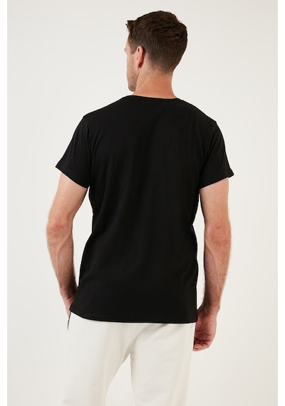Buratti Baskılı Bisiklet Yaka Pamuklu Slim Fit Erkek T Shirt 541Pusula Siyah