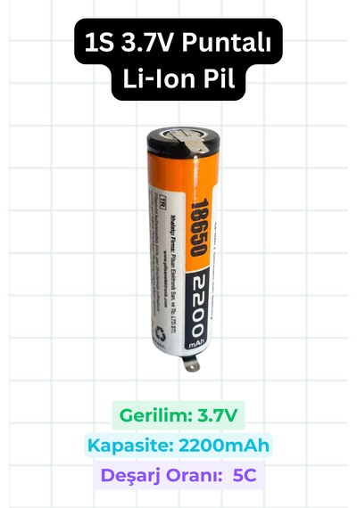 1s 3.7v Puntalı Li-ıon Pil Lehimlenebilir Bağlantı Uçlu Şarj Edilebilir Lityum İyon Batarya
