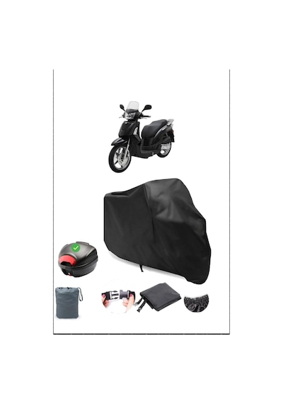 Siyah Kymco People S 200 Arka Çanta Uyumlu Su Geçirmez Motosiklet Örtüsü