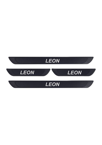 Seat Leon Tüm Modeller Uyumlu Old Karbon Kapı Eşiği 4 Parça Krom Yazılı